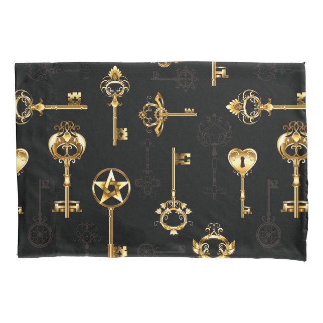 Nahtloses Muster mit Golden Keys Kissenbezug (Vorderseite)