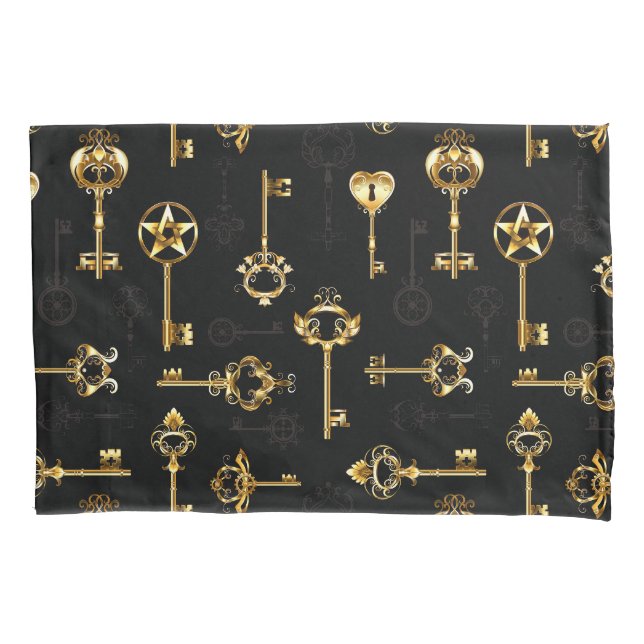 Nahtloses Muster mit Golden Keys Kissenbezug (Vorderseite-Links)