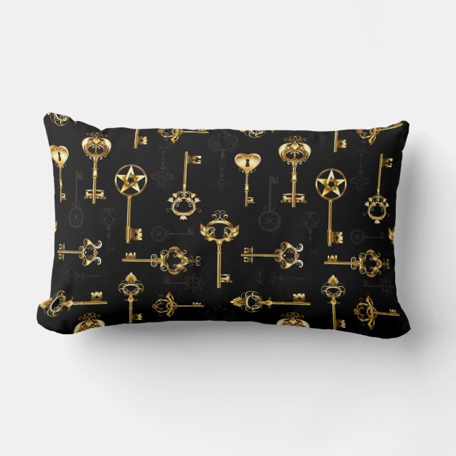 Nahtloses Muster mit Golden Keys Lendenkissen (Vorderseite)