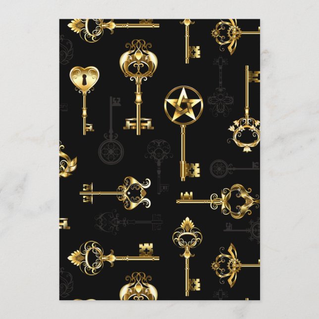 Nahtloses Muster mit Golden Keys Menükarte (Vorderseite)