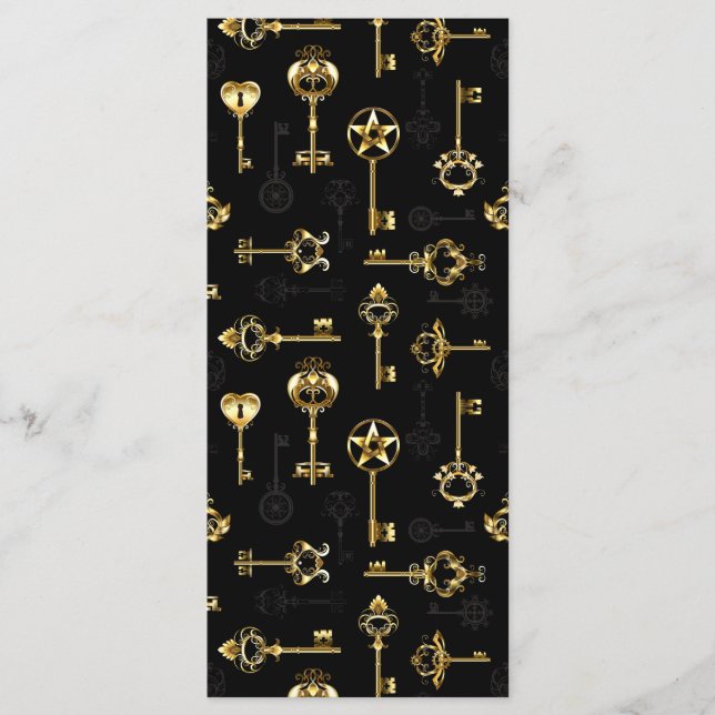 Nahtloses Muster mit Golden Keys Menükarte (Vorderseite)