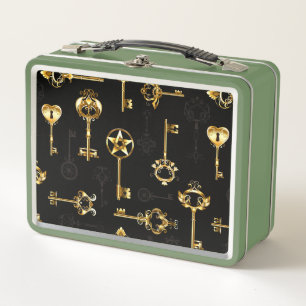 Nahtloses Muster mit Golden Keys Metall Brotdose