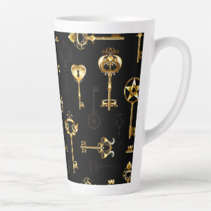 Nahtloses Muster mit Golden Keys Milchtasse