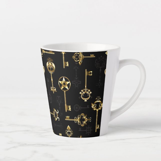 Nahtloses Muster mit Golden Keys Milchtasse (Rechts)