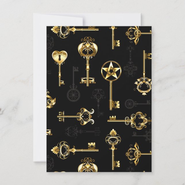 Nahtloses Muster mit Golden Keys Mitteilungskarte (Vorderseite)