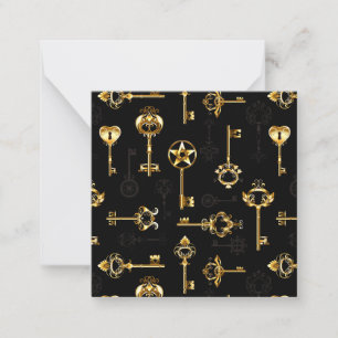 Nahtloses Muster mit Golden Keys Mitteilungskarte