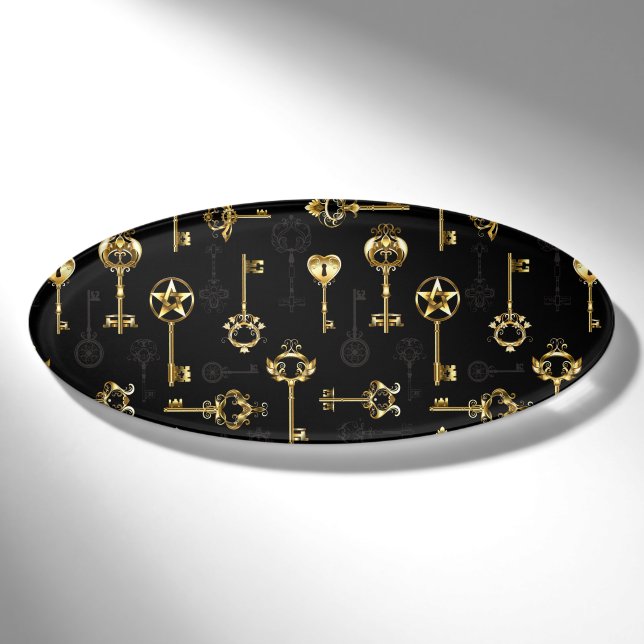 Nahtloses Muster mit Golden Keys Namenschild (Vorderseite)