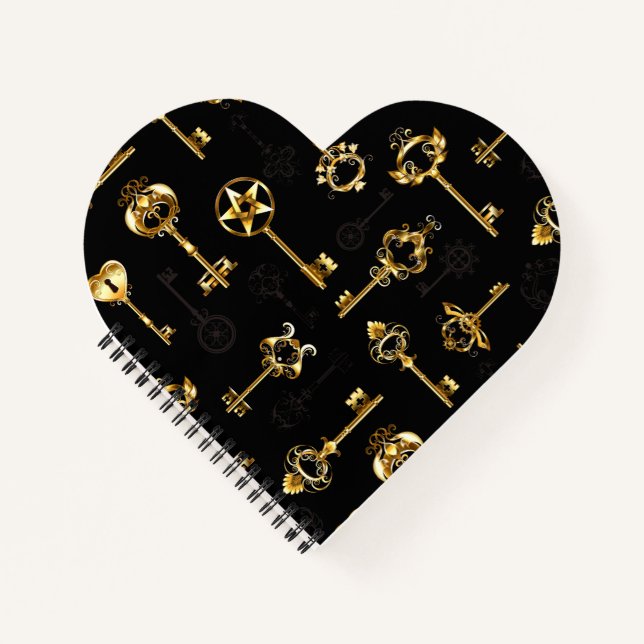 Nahtloses Muster mit Golden Keys Notizbuch (Vorderseite)
