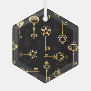 Nahtloses Muster mit Golden Keys Ornament Aus Glas
