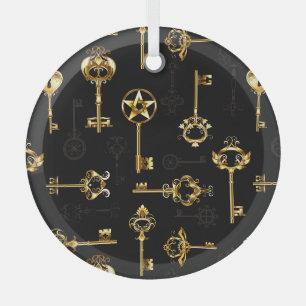 Nahtloses Muster mit Golden Keys Ornament Aus Glas