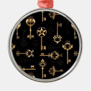 Nahtloses Muster mit Golden Keys Ornament Aus Metall