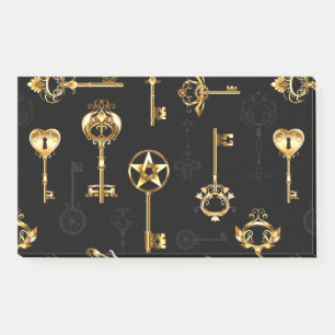 Nahtloses Muster mit Golden Keys Post-it Klebezettel