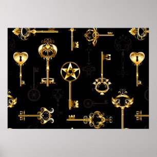 Nahtloses Muster mit Golden Keys Poster