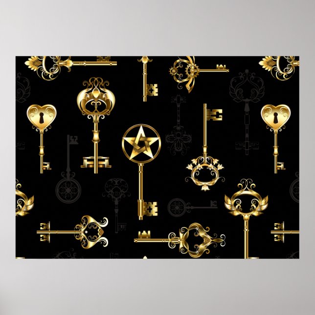 Nahtloses Muster mit Golden Keys Poster (Vorne)