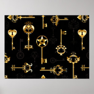Nahtloses Muster mit Golden Keys Poster