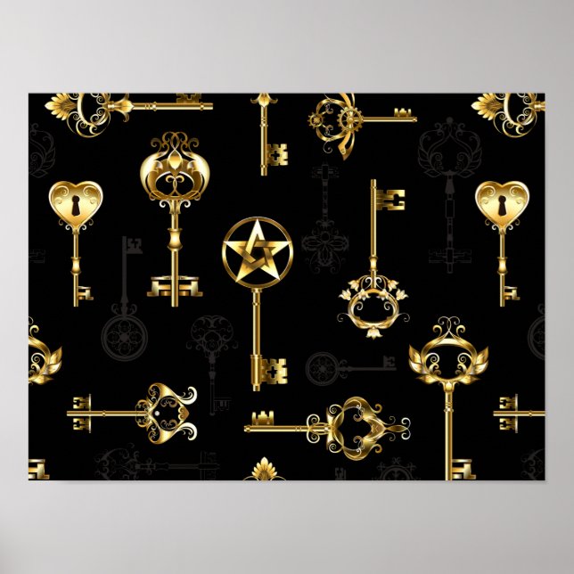 Nahtloses Muster mit Golden Keys Poster (Vorne)