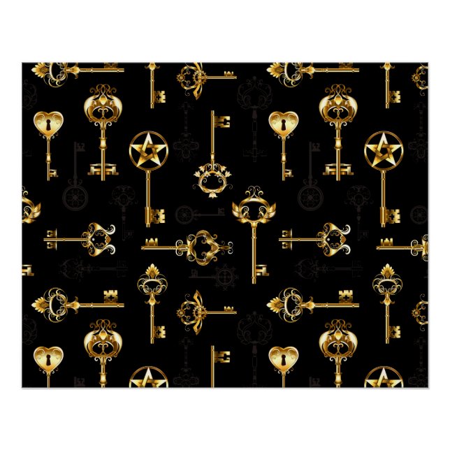 Nahtloses Muster mit Golden Keys Poster (Vorderseite)
