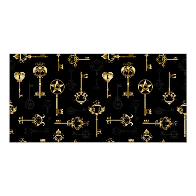 Nahtloses Muster mit Golden Keys Poster (Vorderseite)
