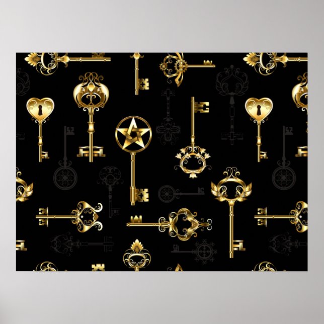 Nahtloses Muster mit Golden Keys Poster (Vorne)