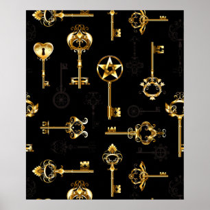 Nahtloses Muster mit Golden Keys Poster