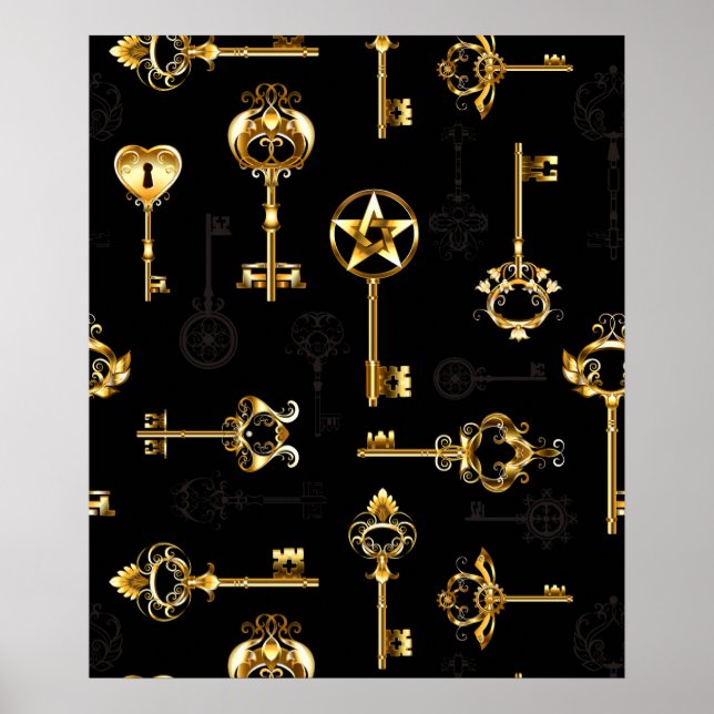 Nahtloses Muster mit Golden Keys Poster (Vorne)