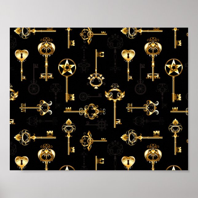 Nahtloses Muster mit Golden Keys Poster (Vorne)