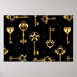 Nahtloses Muster mit Golden Keys Poster