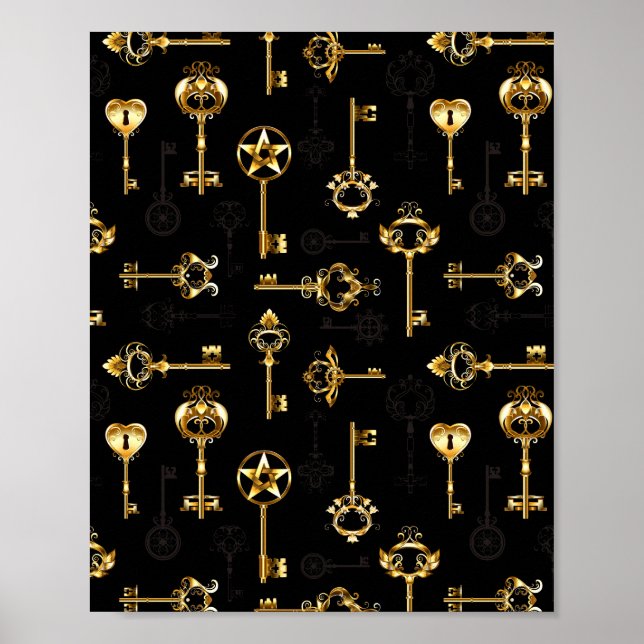 Nahtloses Muster mit Golden Keys Poster (Vorne)