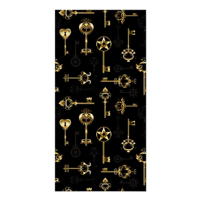 Nahtloses Muster mit Golden Keys Poster (Vorderseite)