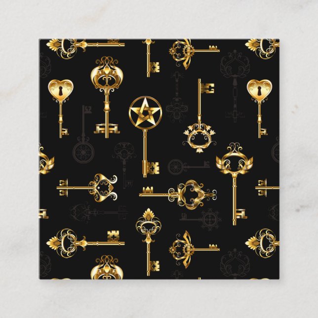 Nahtloses Muster mit Golden Keys Quadratische Visitenkarte (Vorderseite)