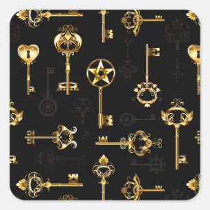 Nahtloses Muster mit Golden Keys Quadratischer Aufkleber