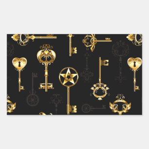 Nahtloses Muster mit Golden Keys Rechteckiger Aufkleber