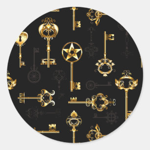 Nahtloses Muster mit Golden Keys Runder Aufkleber
