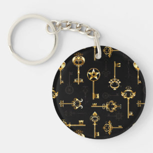 Nahtloses Muster mit Golden Keys Schlüsselanhänger