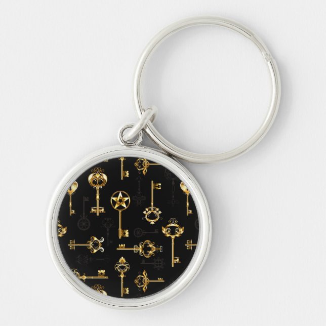 Nahtloses Muster mit Golden Keys Schlüsselanhänger (Vorne)