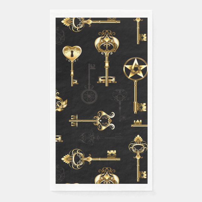 Nahtloses Muster mit Golden Keys Serviette (Vorderseite)