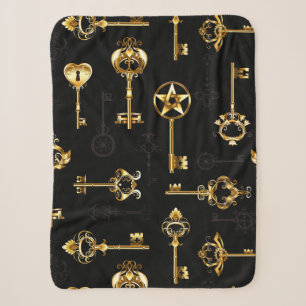 Nahtloses Muster mit Golden Keys Sherpadecke