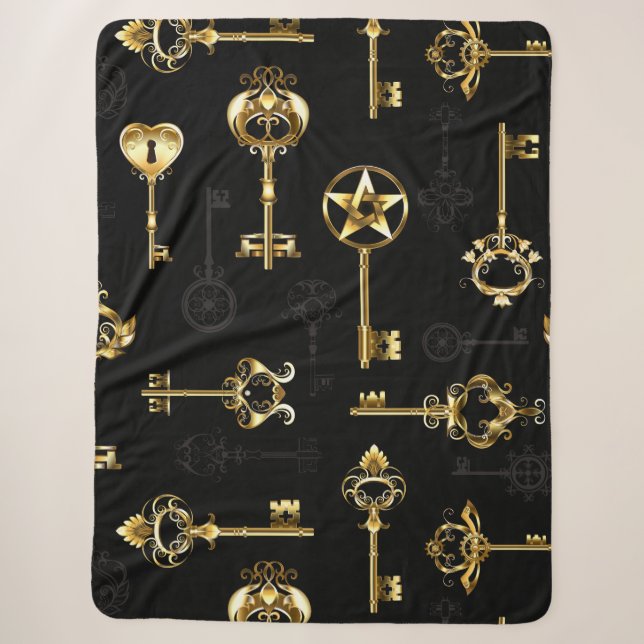 Nahtloses Muster mit Golden Keys Sherpadecke (Vorderseite)
