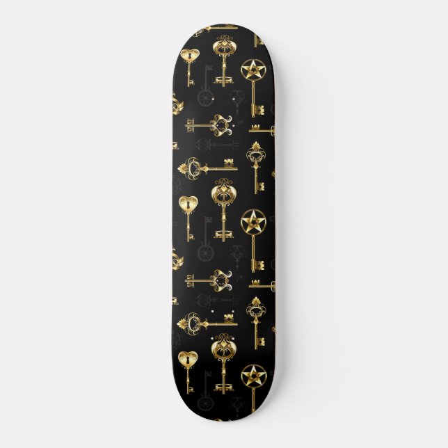 Nahtloses Muster mit Golden Keys Skateboard (Vorderseite)
