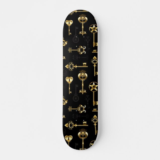 Nahtloses Muster mit Golden Keys Skateboard (Vorne)