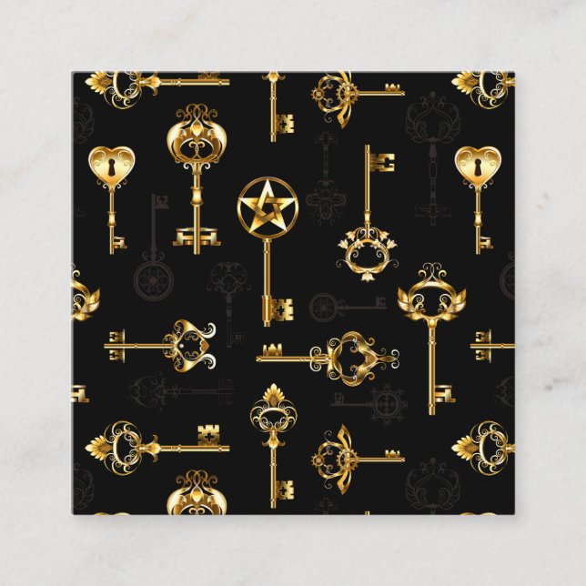 Nahtloses Muster mit Golden Keys Telefonnummerkarte (Vorderseite)
