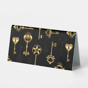 Nahtloses Muster mit Golden Keys Tischaufsteller