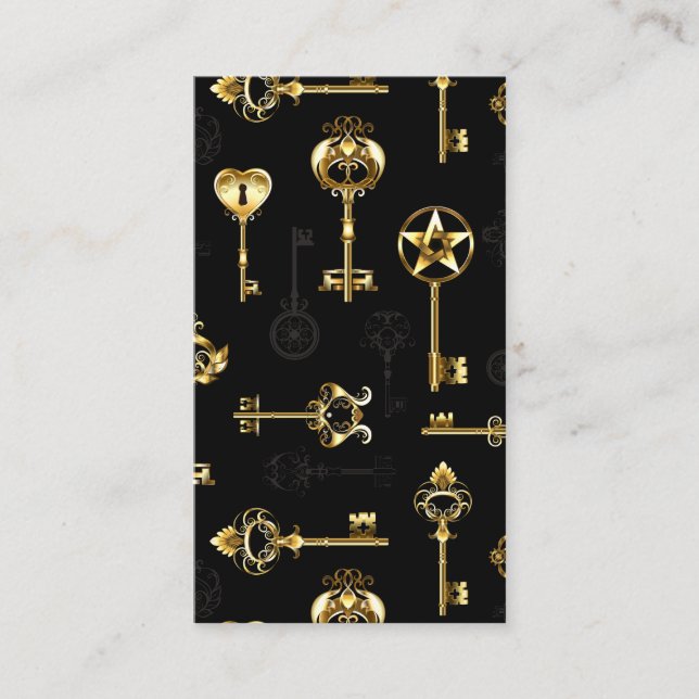 Nahtloses Muster mit Golden Keys Treuekarte (Vorderseite)