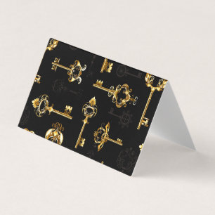 Nahtloses Muster mit Golden Keys Visitenkarten