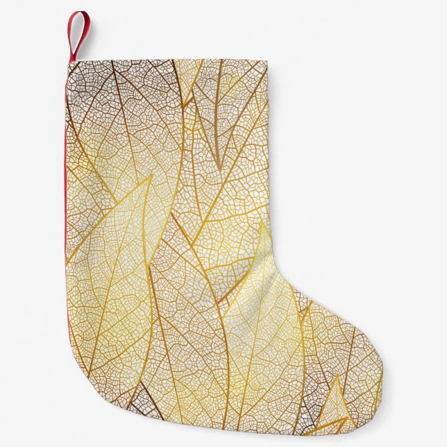 Nahtloses Muster mit goldenen Blätter Kleiner Weihnachtsstrumpf (Vorderseite)