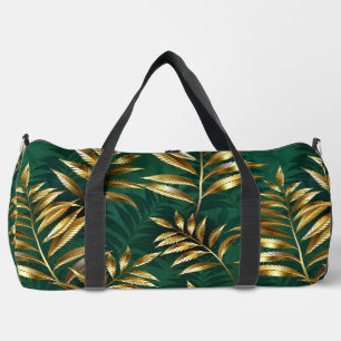 Nahtloses Muster mit goldenen Farnen Duffle Bag