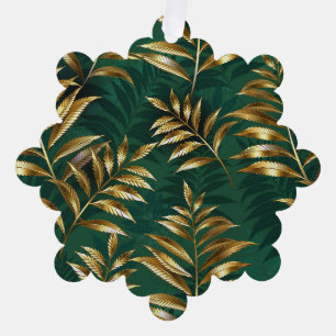 Nahtloses Muster mit goldenen Farnen Ornament Karte