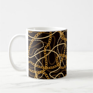 Nahtloses Muster mit goldenen Ketten. Kaffeetasse