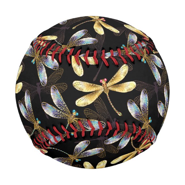 Nahtloses Muster mit goldenen Libellen Baseball (Vorderseite)
