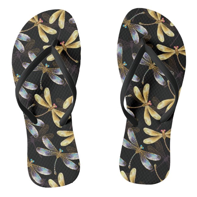 Nahtloses Muster mit goldenen Libellen Flip Flops (Fußbett)
